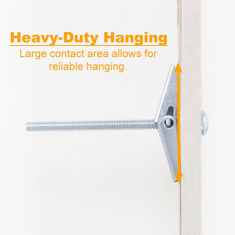 KURUI Heavy Duty Hollow Wall Anchors for Drywall Ceiling, Toggle Bolts and Wing Nut Kit, 28Pcs Metal Drywall Anchors and Screws Assortment Set, 3 Sizes Butterfly Anchors for Hanging 1/8, 3/16, 1/4 - Image 5